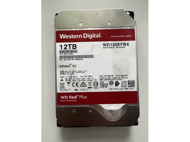Kietasis diskas 12TB SATA WD Red Plus WD120EFBX, Feb 2021