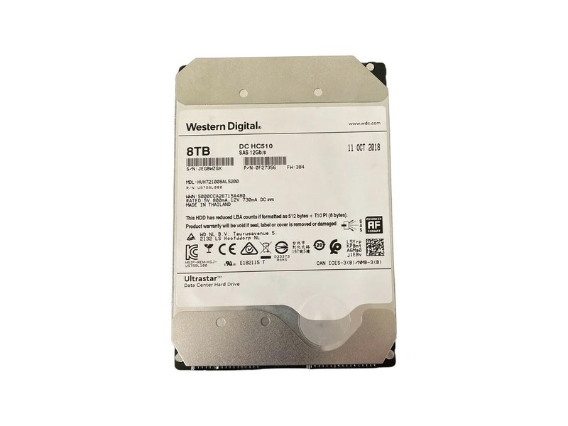 8TB SAS 12G 7200RPM 3.5in Enterprise HDD WD HC510/HGST