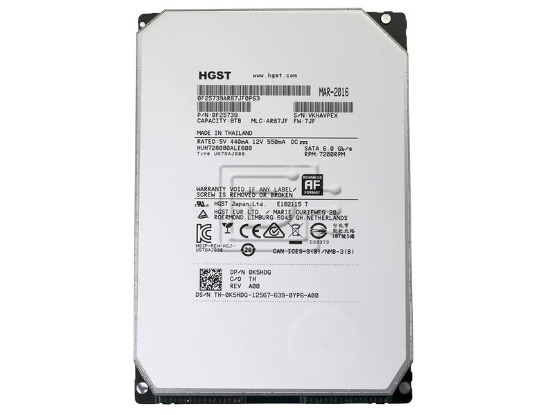 8TB SATA 6G 7200RPM 3.5in Enterprise HDD HGST He8 Helium